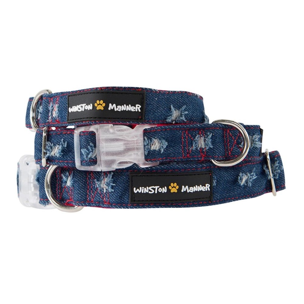 Winston Manner Designer Dog Collar in Diggin Denim